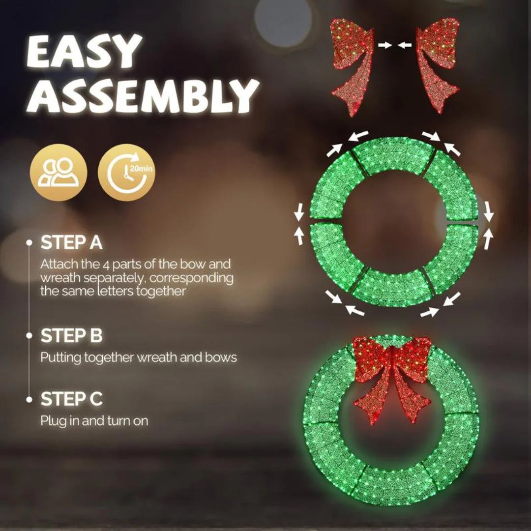 LED Pre-Lit Christmas Wreath Decoration