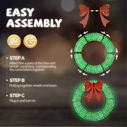 LED Pre-Lit Christmas Wreath Decoration