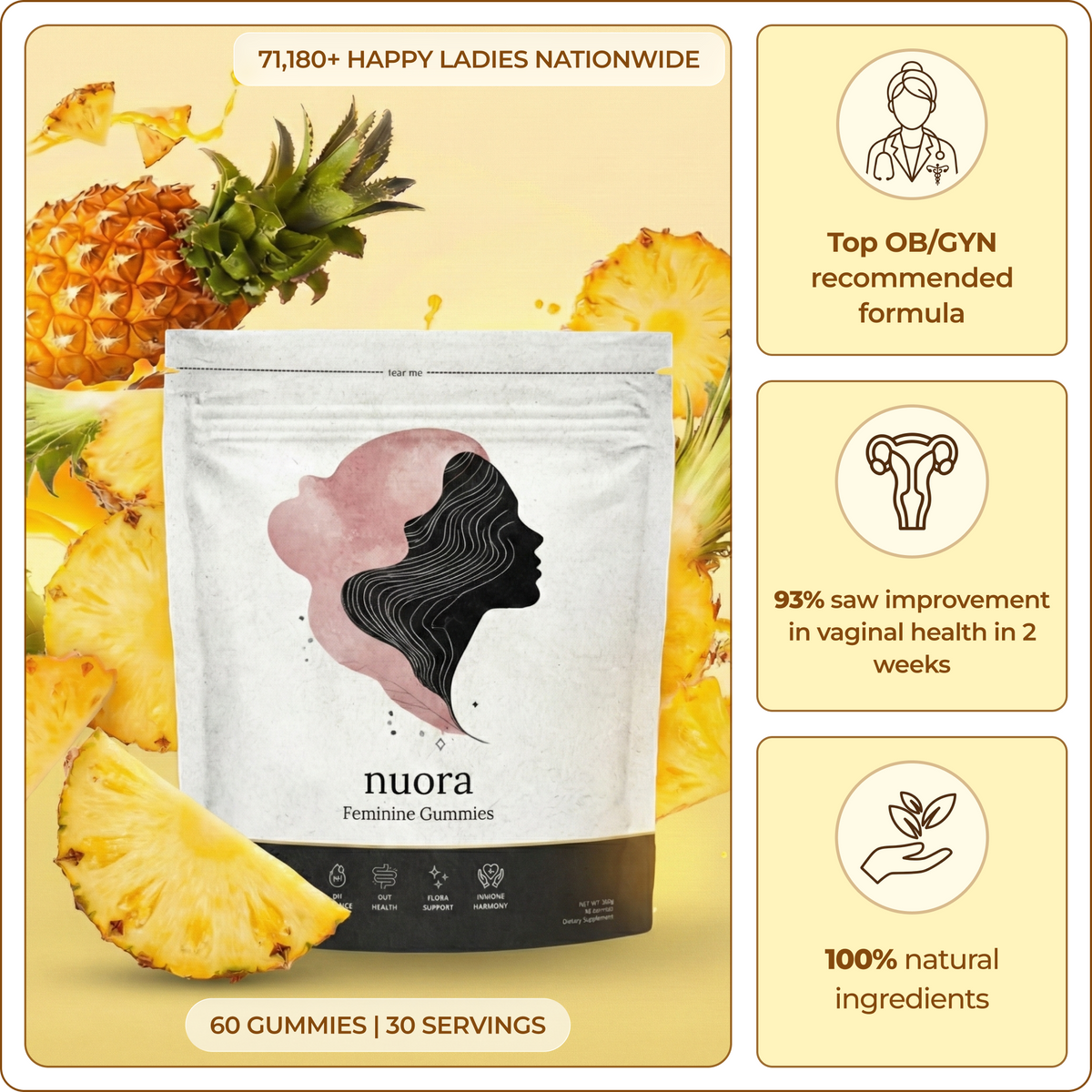 Celenzia Feminine Balance Gummies pouch with pineapple