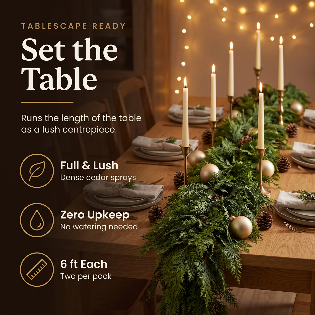 Celenzia Real-Touch Cedar Garland · 6 ft