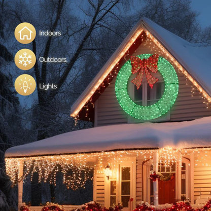 LED Pre-Lit Christmas Wreath Decoration
